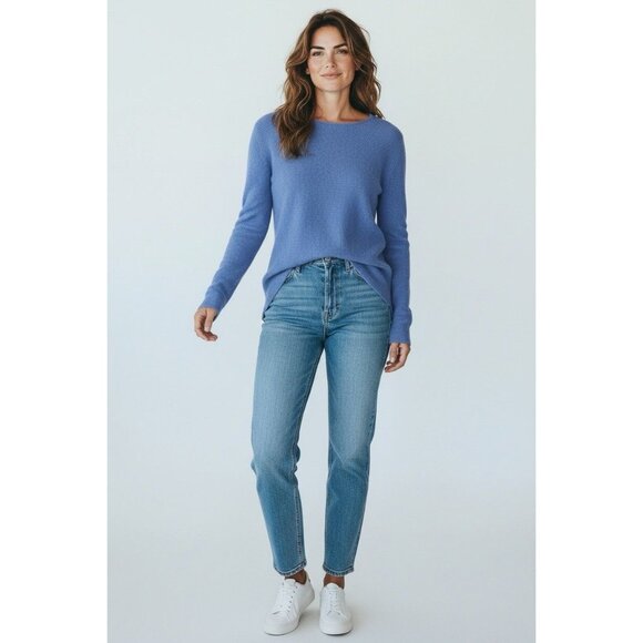 Max Studio 100% Cashmere Sweater Periwinkle Blue XL Fits M - Picture 2 of 4